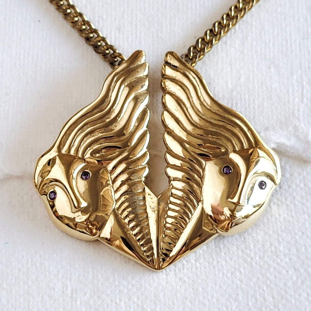 Designer Gemini twins double woman zodiac charm pendant necklace
